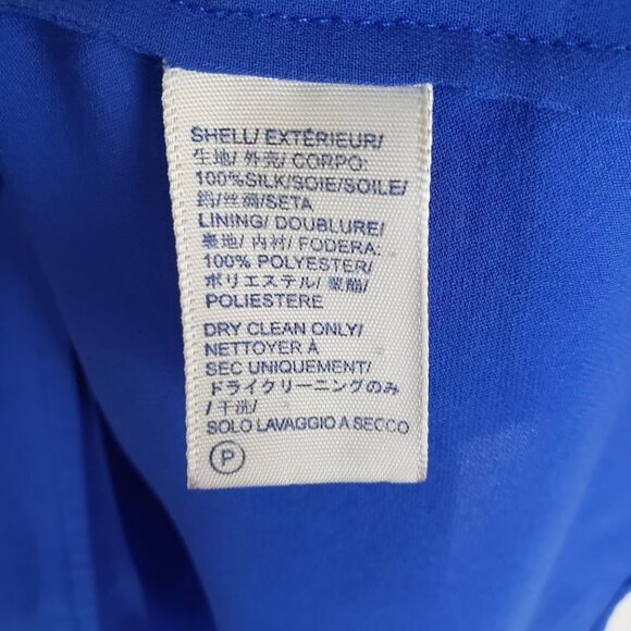 Rebecca Minkoff Silk Blouse Royal Blue Sleeveless Pleat Back Womens Size Small - Picture 6 of 10